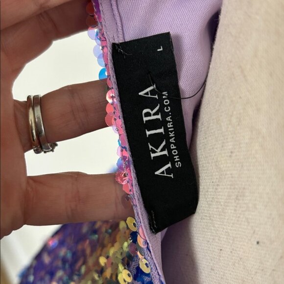 Akira Lavender Purple Bodycon Sequin Mini Dress Size Large - Picture 5 of 5